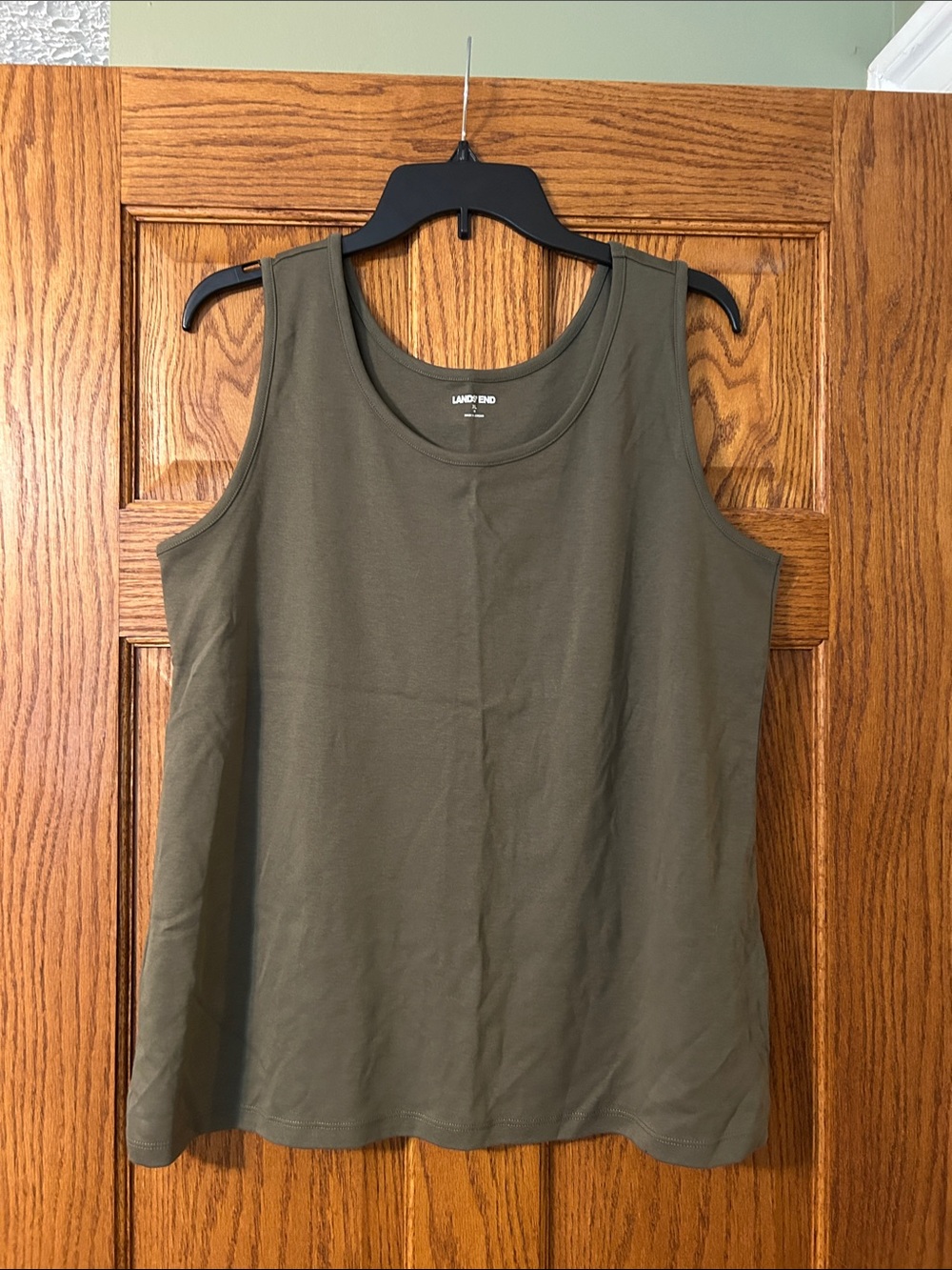 Lands' End Olive Tank Top - Scoop Neck Sleeveless